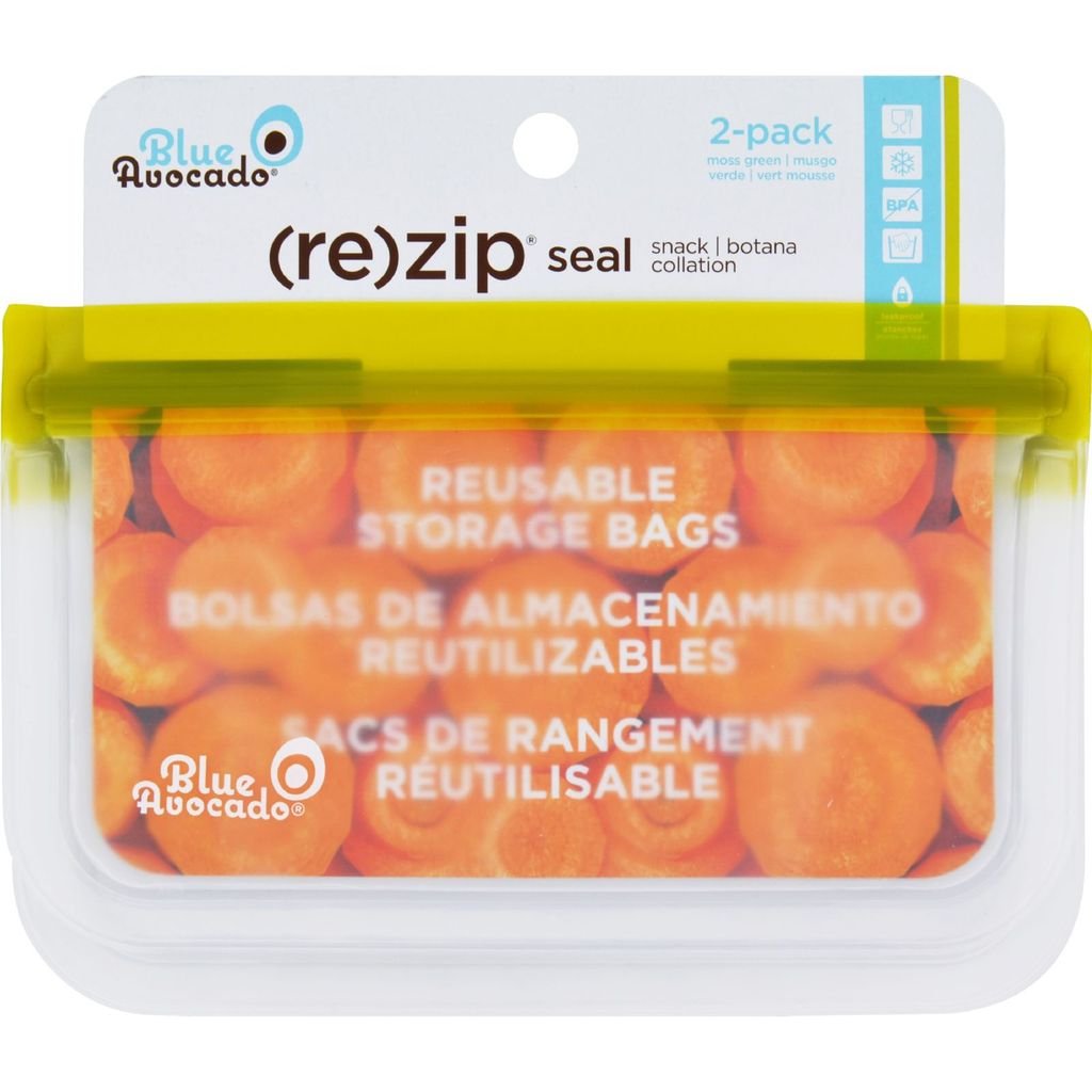 (re)zip Lay-Flat Snack Leakproof Reusable Storage Bag - Green | 2 pack