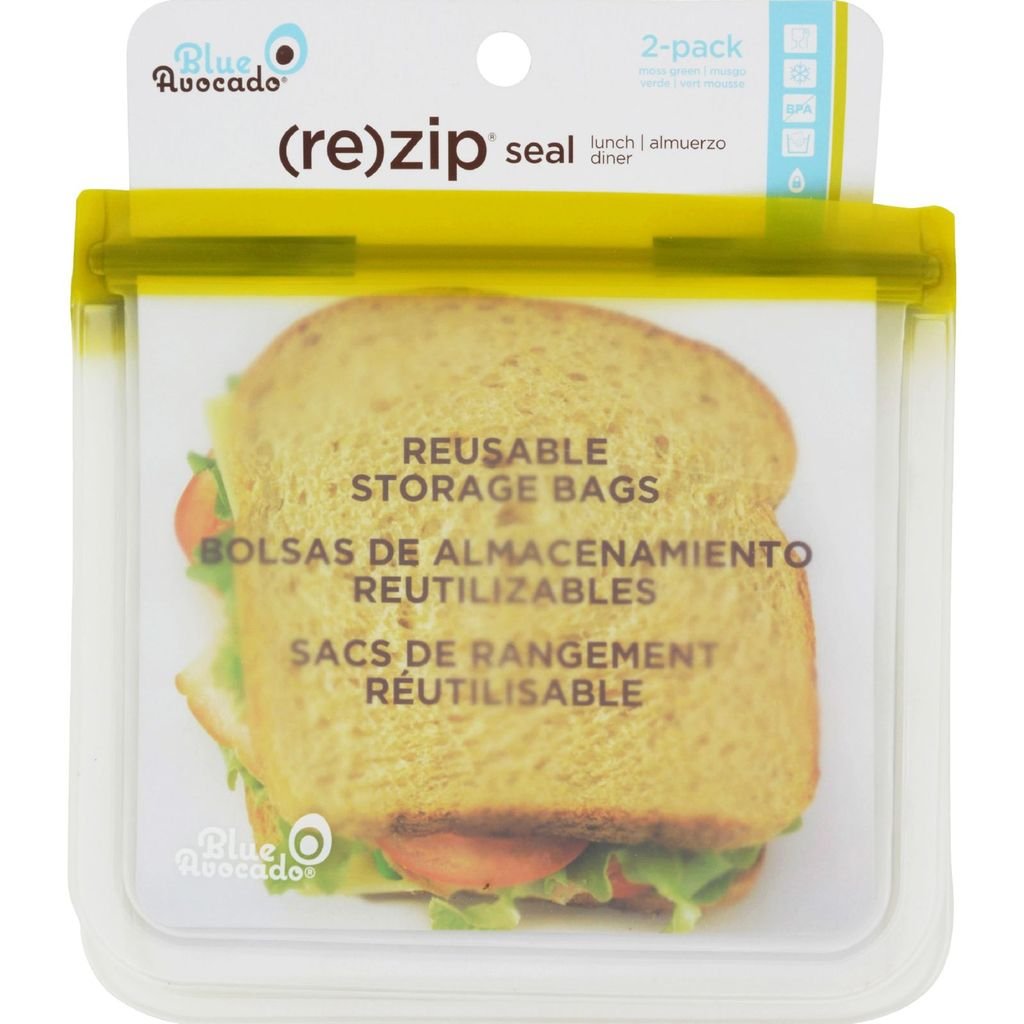 (re)zip Lay-Flat Lunch Leakproof Reusable Storage Bag - Green | 2 pack