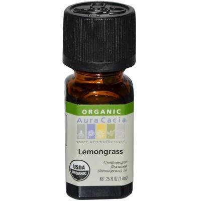 Aura Cacia Organic Lemongrass Essential Oil | 0.25 oz bottle