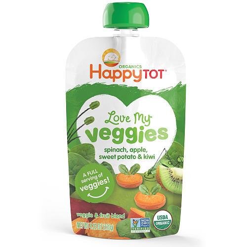 Happy Tot Love My Veggies - Spinach, Apple, Sweet Potato, Kiwi | 4.22 oz pouch (Case of 16)