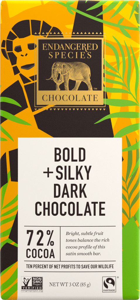 Endangered Species Dark Chocolate Bar - Bold + Silky (Chimpanzee) | 3 oz (Case of 12)