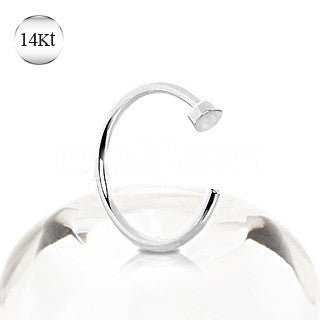 14Kt White Gold Nose Hoop Ring by Fashion Hut Jewelry