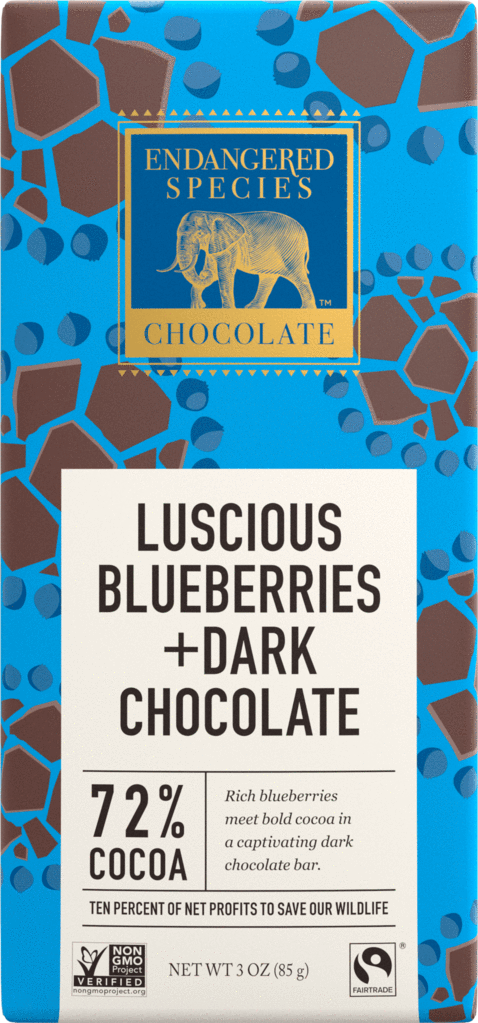 Endangered Species Dark Chocolate Bar - Luscious Blueberries (Turtle) | 3 oz (Case of 12)